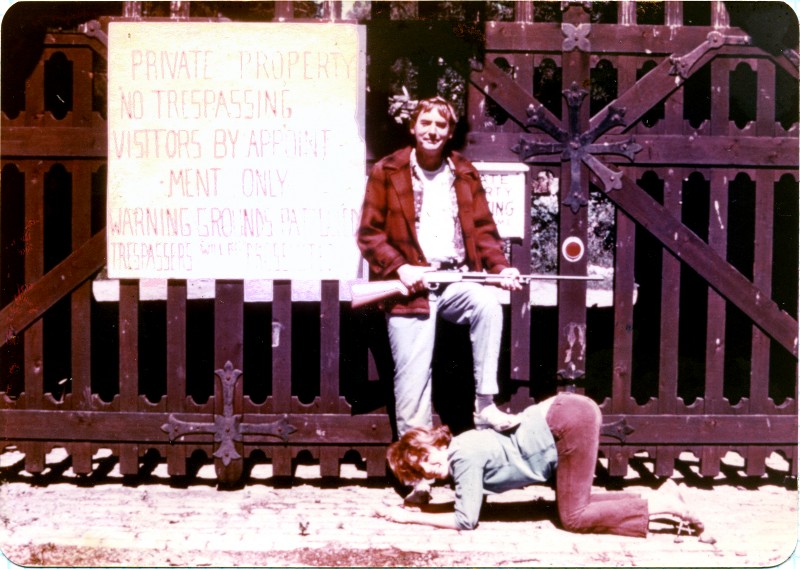 Wendy and Arthur Kleps in front of 'No Trespassing' Sign